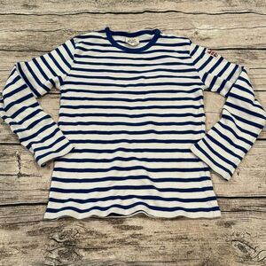 Mini Boden Waffle Long Sleeved Tee in Royal Blue Stripes Size 7/8